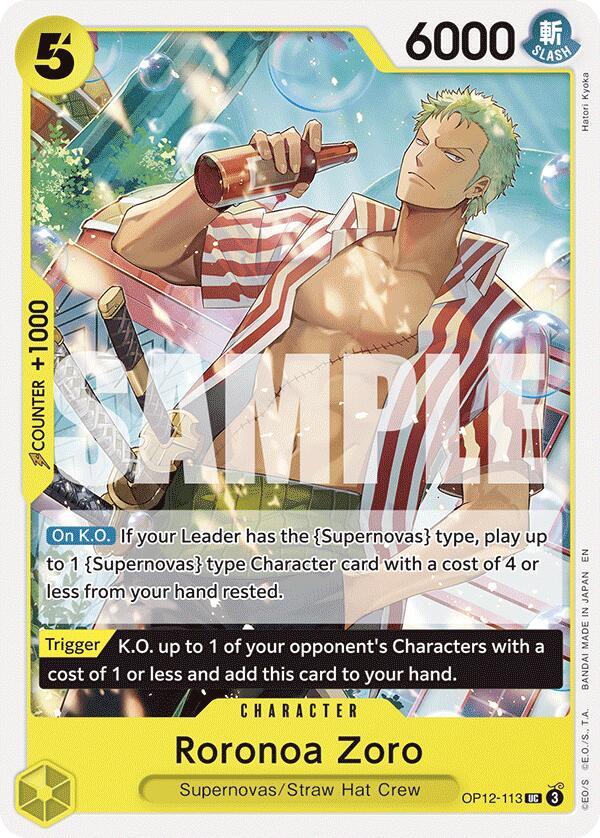 Roronoa Zoro OP12-113 card from Legacy of the Master