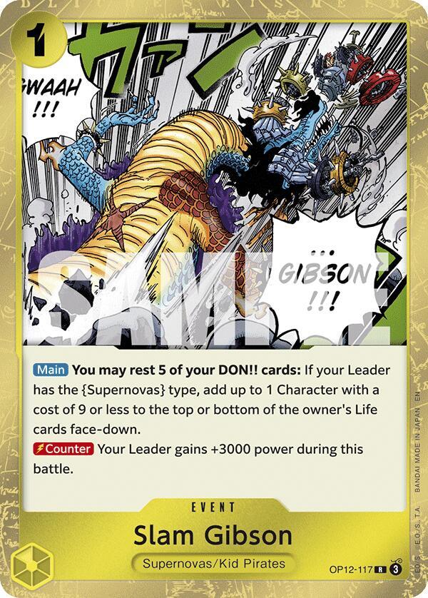 Slam Gibson OP12-117 card from Legacy of the Master