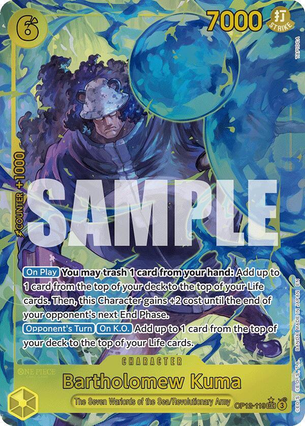 Bartholomew Kuma (Alternate Art) OP12-119 card from Legacy of the Master