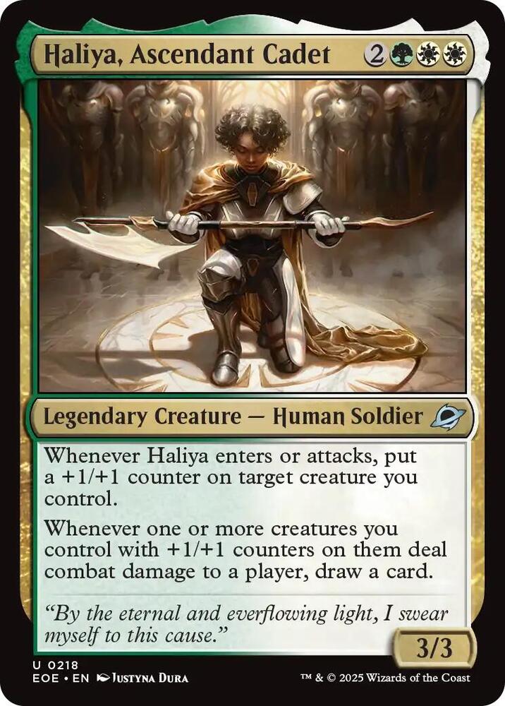 Haliya, Ascendant Cadet 218 card from Edge of Eternities