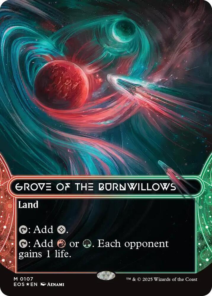 Grove of the Burnwillows (Borderless) (Galaxy Foil) 107 card from Edge of Eternities: Stellar Sights