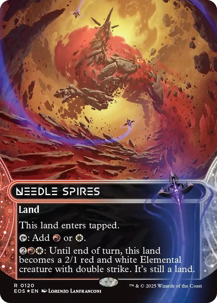 Needle Spires (Borderless) (Galaxy Foil) 120 card from Edge of Eternities: Stellar Sights