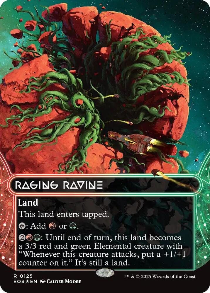 Raging Ravine (Borderless) (Galaxy Foil) 125 card from Edge of Eternities: Stellar Sights
