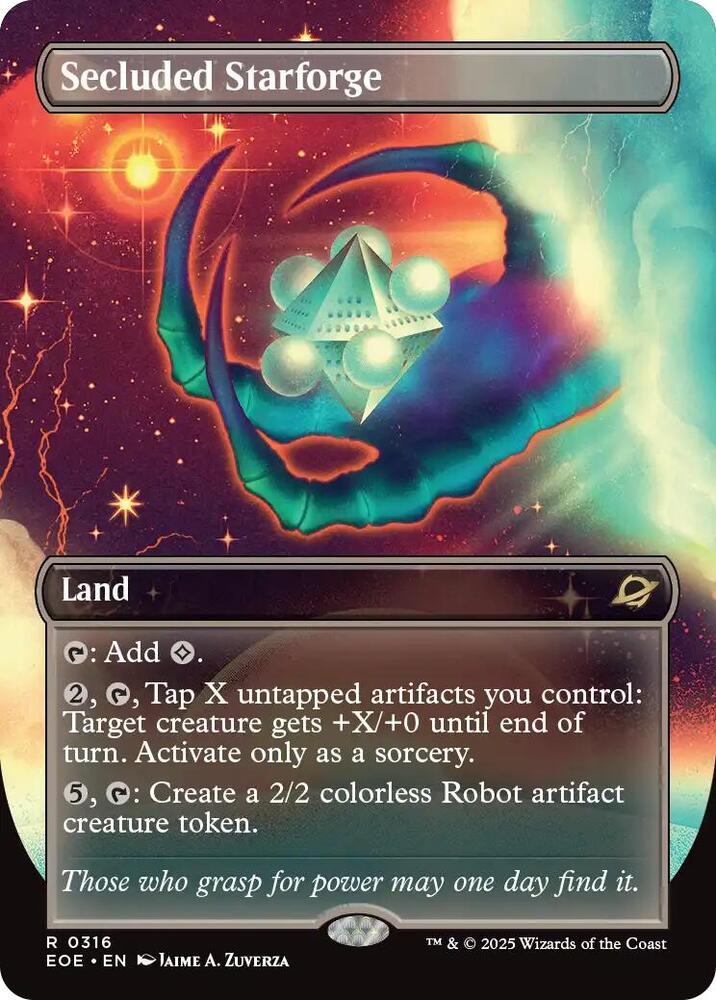 Secluded Starforge (Borderless) 316 card from Edge of Eternities