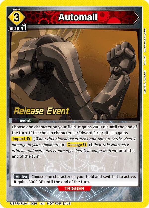 Automail UEPR/FMA-1-029 card from UE09BT: FULLMETAL ALCHEMIST Release Event Cards
