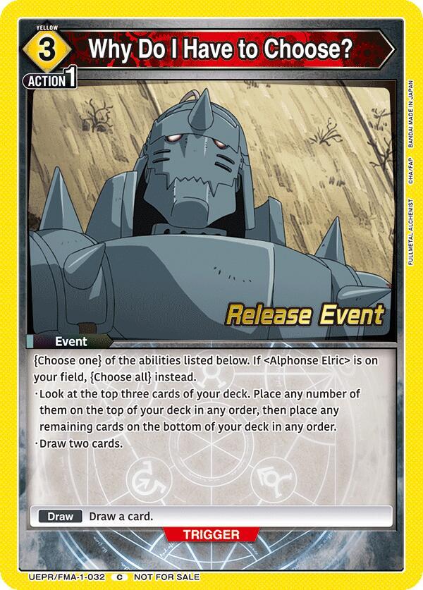 Why Do I Have to Choose? UEPR/FMA-1-032 card from UE09BT: FULLMETAL ALCHEMIST Release Event Cards