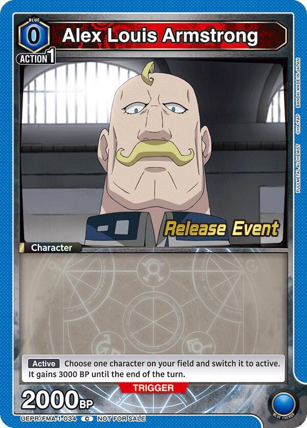 Alex Louis Armstrong UEPR/FMA-1-034 card from UE09BT: FULLMETAL ALCHEMIST Release Event Cards