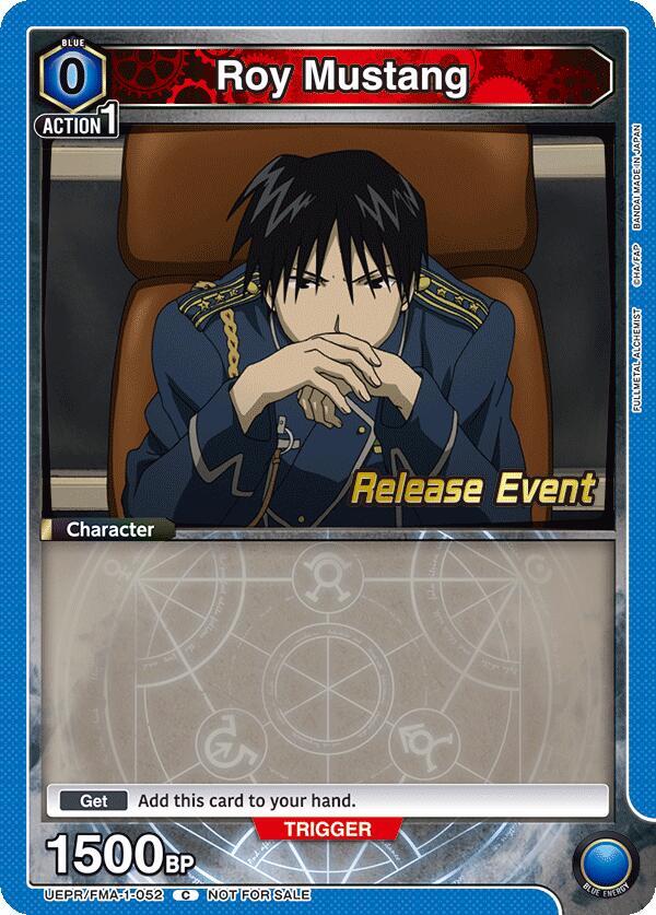 Roy Mustang UEPR/FMA-1-052 card from UE09BT: FULLMETAL ALCHEMIST Release Event Cards