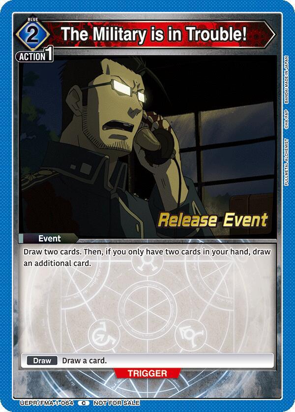 The Military is in Trouble! UEPR/FMA-1-064 card from UE09BT: FULLMETAL ALCHEMIST Release Event Cards