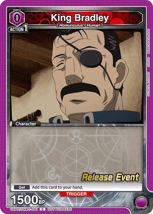 King Bradley UEPR/FMA-1-091 card from UE09BT: FULLMETAL ALCHEMIST Release Event Cards