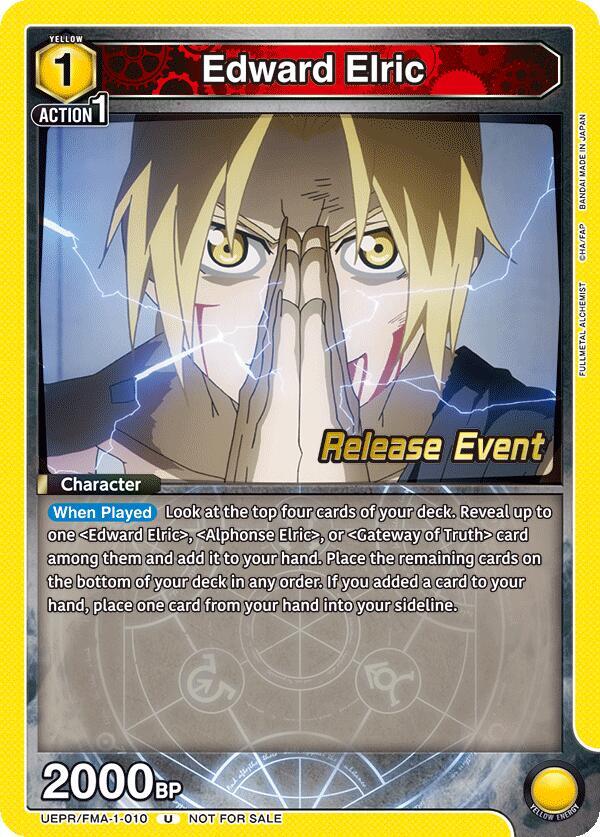 Edward Elric UEPR/FMA-1-010 card from UE09BT: FULLMETAL ALCHEMIST Release Event Cards