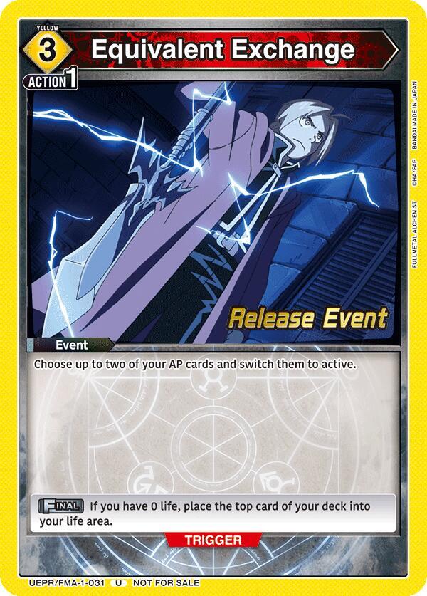 Equivalent Exchange UEPR/FMA-1-031 card from UE09BT: FULLMETAL ALCHEMIST Release Event Cards