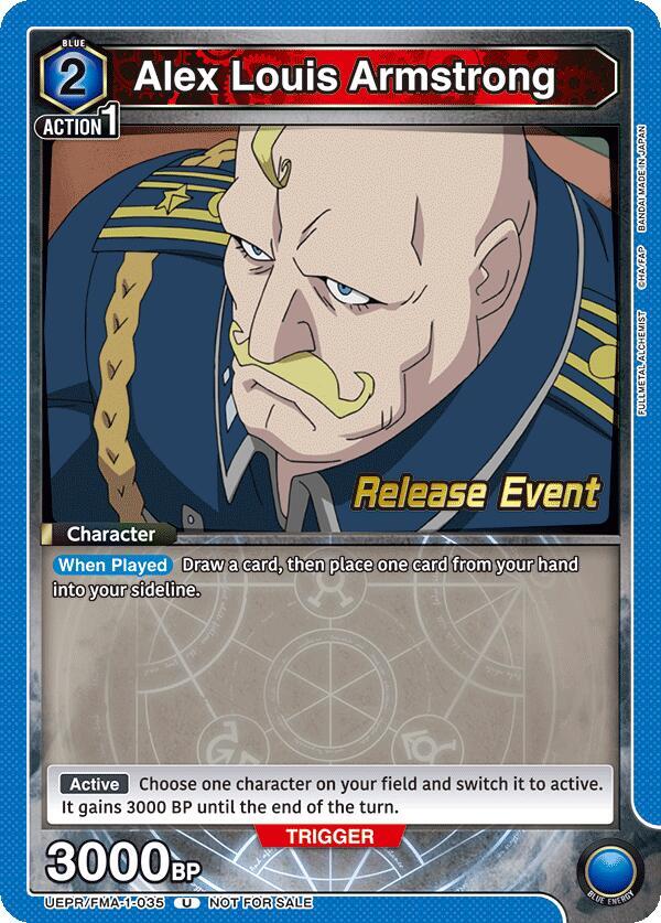 Alex Louis Armstrong UEPR/FMA-1-035 card from UE09BT: FULLMETAL ALCHEMIST Release Event Cards
