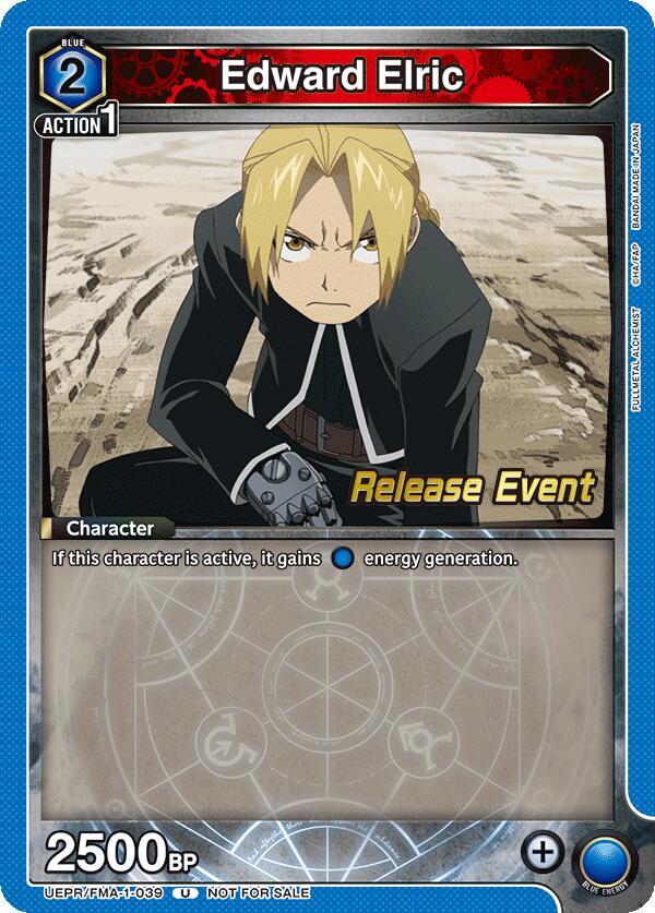 Edward Elric UEPR/FMA-1-039 card from UE09BT: FULLMETAL ALCHEMIST Release Event Cards