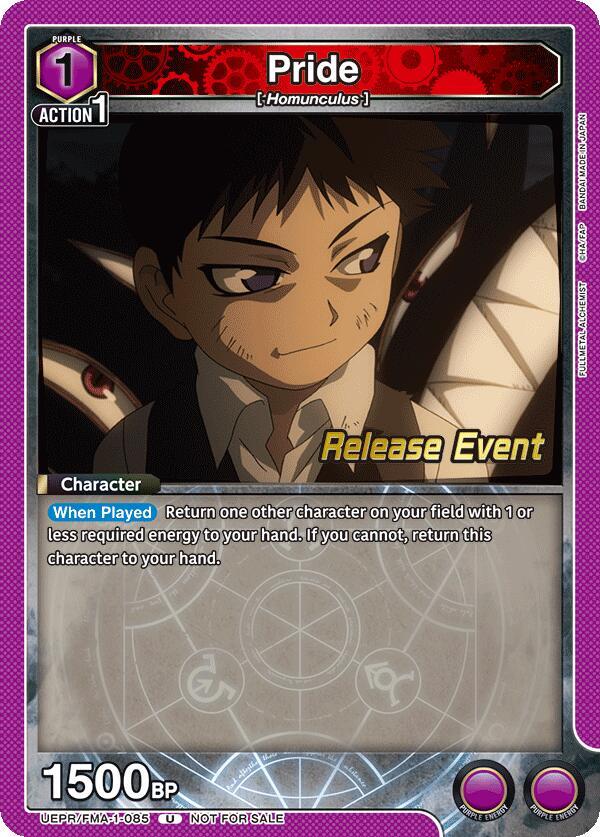 Pride UEPR/FMA-1-085 card from UE09BT: FULLMETAL ALCHEMIST Release Event Cards