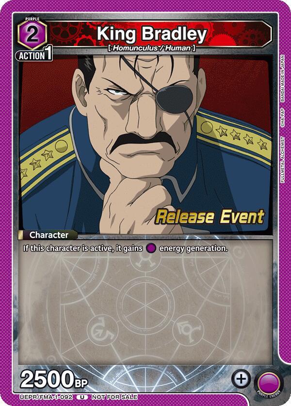 King Bradley UEPR/FMA-1-092 card from UE09BT: FULLMETAL ALCHEMIST Release Event Cards