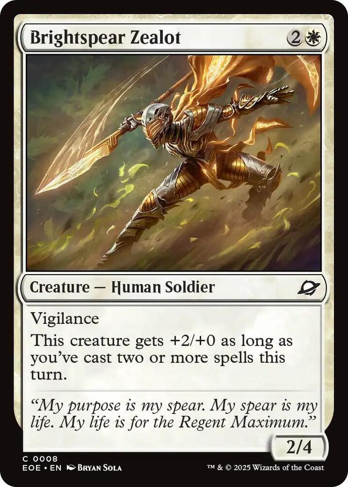 Brightspear Zealot 8 card from Edge of Eternities