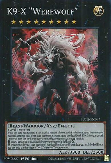 K9-X "Werewolf" JUSH-EN037 card from Justice Hunters