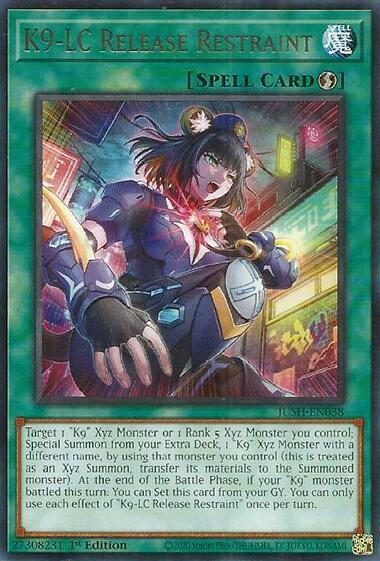 K9-LC Release Restraint JUSH-EN038 card from Justice Hunters