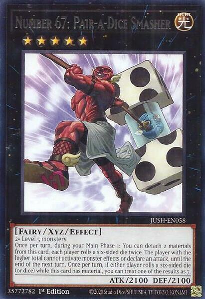 Number 67: Pair-a-Dice Smasher JUSH-EN058 card from Justice Hunters