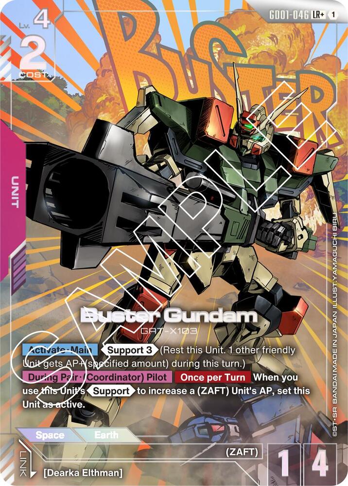 Buster Gundam (LR+) GD01-046 card from Newtype Rising