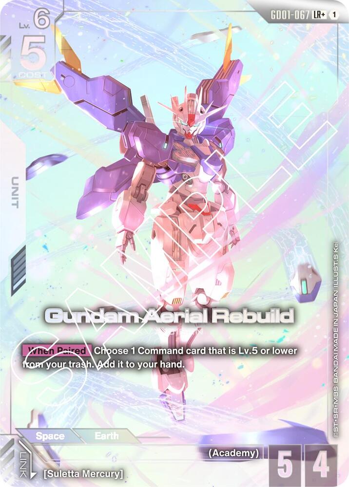 Gundam Aerial Rebuild (LR+) GD01-067 card from Newtype Rising