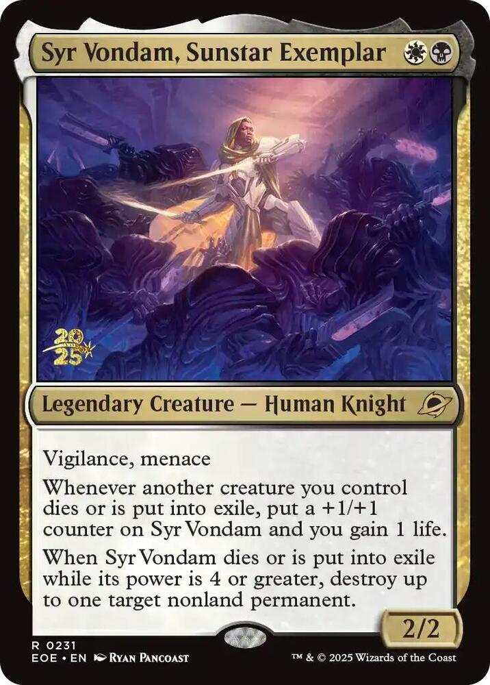 Syr Vondam, Sunstar Exemplar 231 card from Prerelease Cards