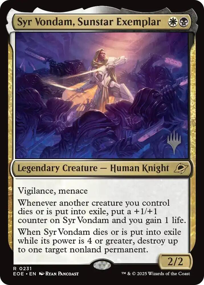 Syr Vondam, Sunstar Exemplar 231 card from Promo Pack: Edge of Eternities