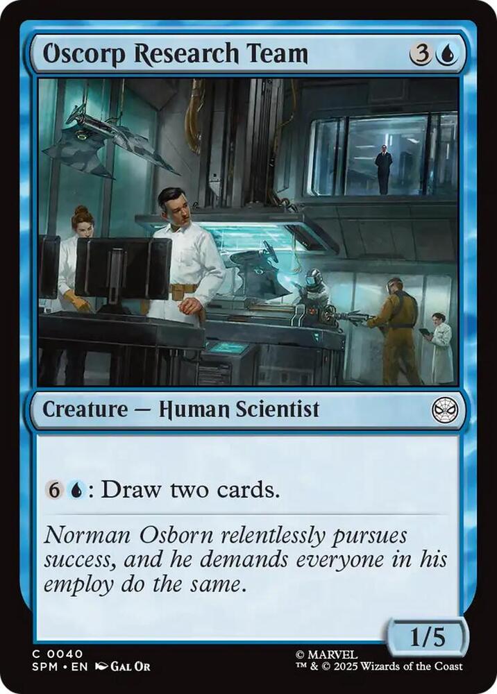Oscorp Research Team 40 card from Marvel's Spider-Man