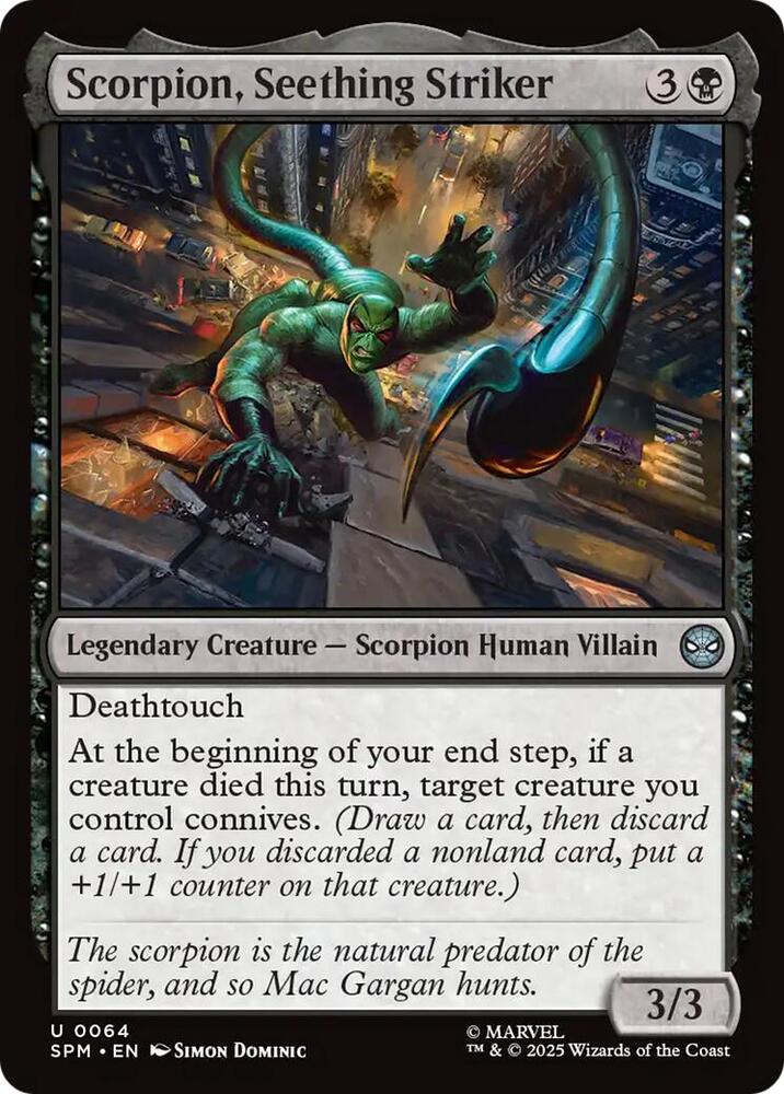 Scorpion, Seething Striker 64 card from Marvel's Spider-Man