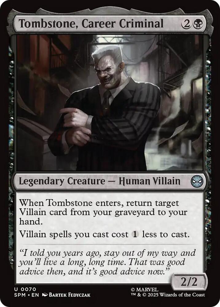 Tombstone, Career Criminal 70 card from Marvel's Spider-Man