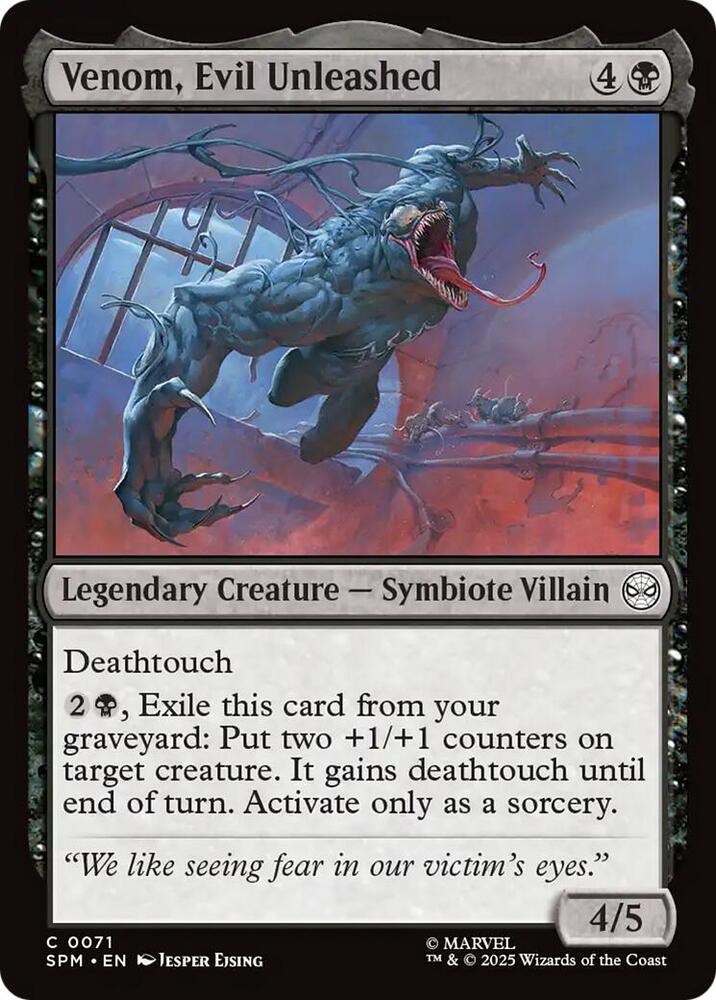 Venom, Evil Unleashed 71 card from Marvel's Spider-Man