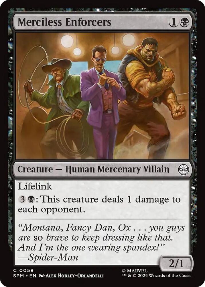 Merciless Enforcers 58 card from Marvel's Spider-Man