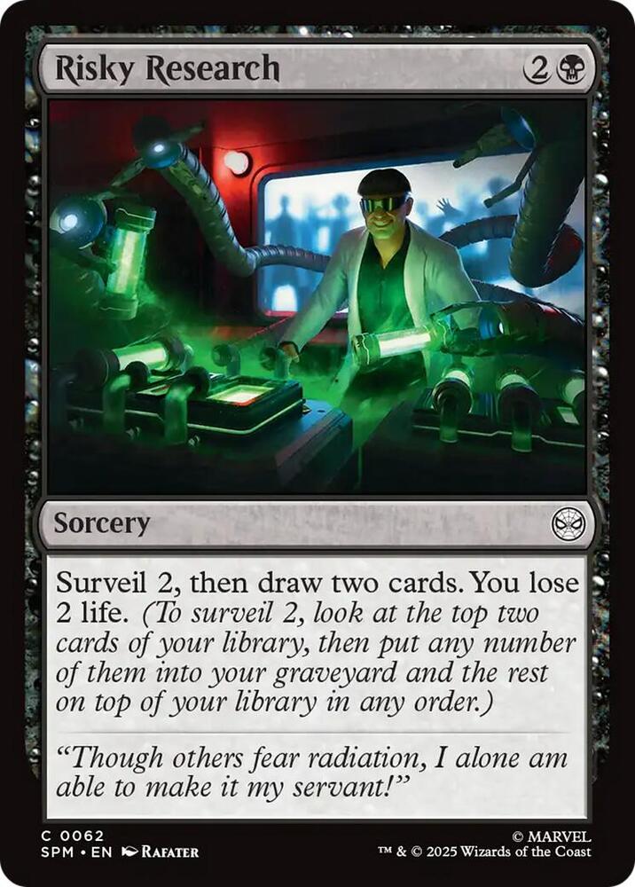 Risky Research 62 card from Marvel's Spider-Man