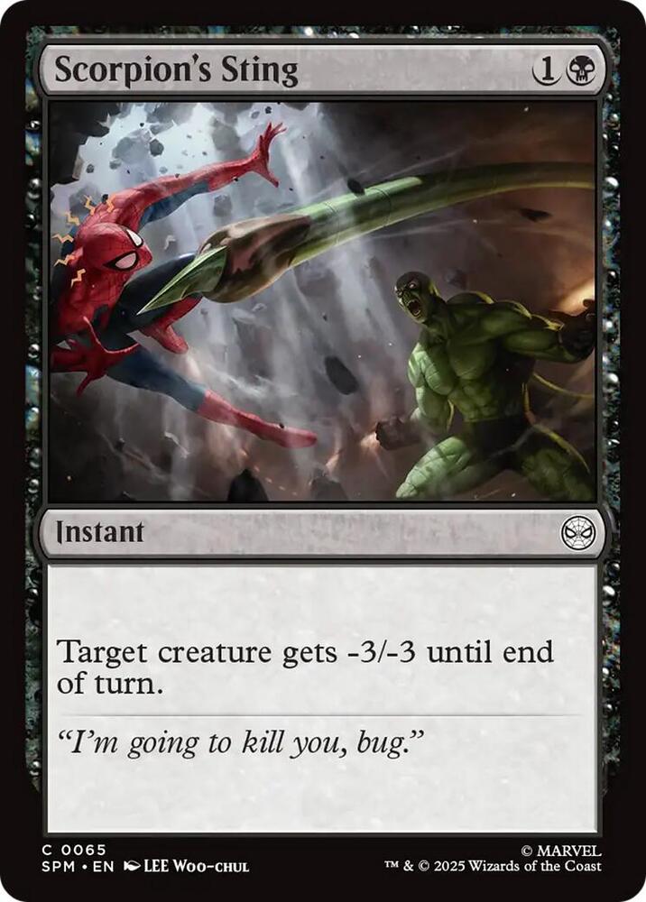 Scorpion's Sting 65 card from Marvel's Spider-Man