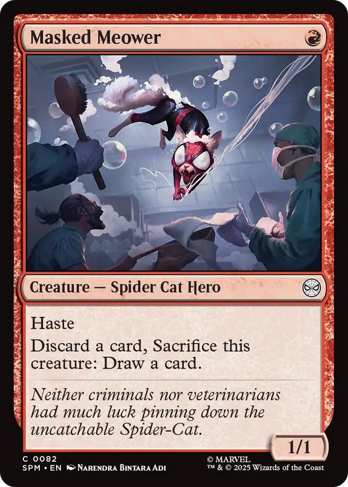 Masked Meower 82 card from Marvel's Spider-Man