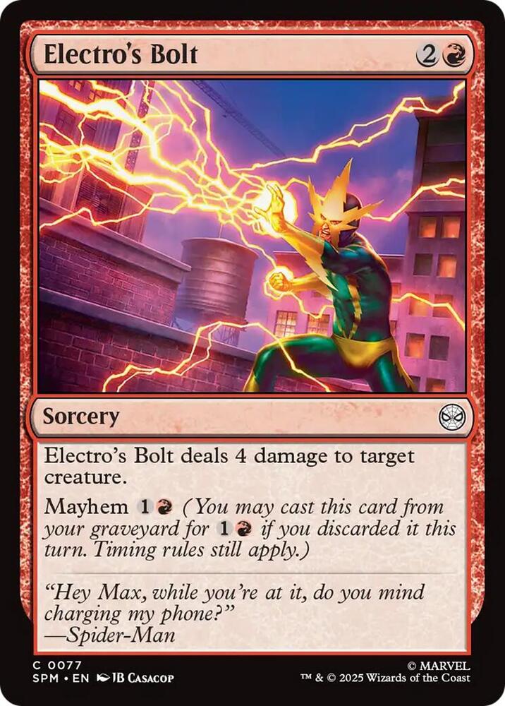 Electro's Bolt 77 card from Marvel's Spider-Man