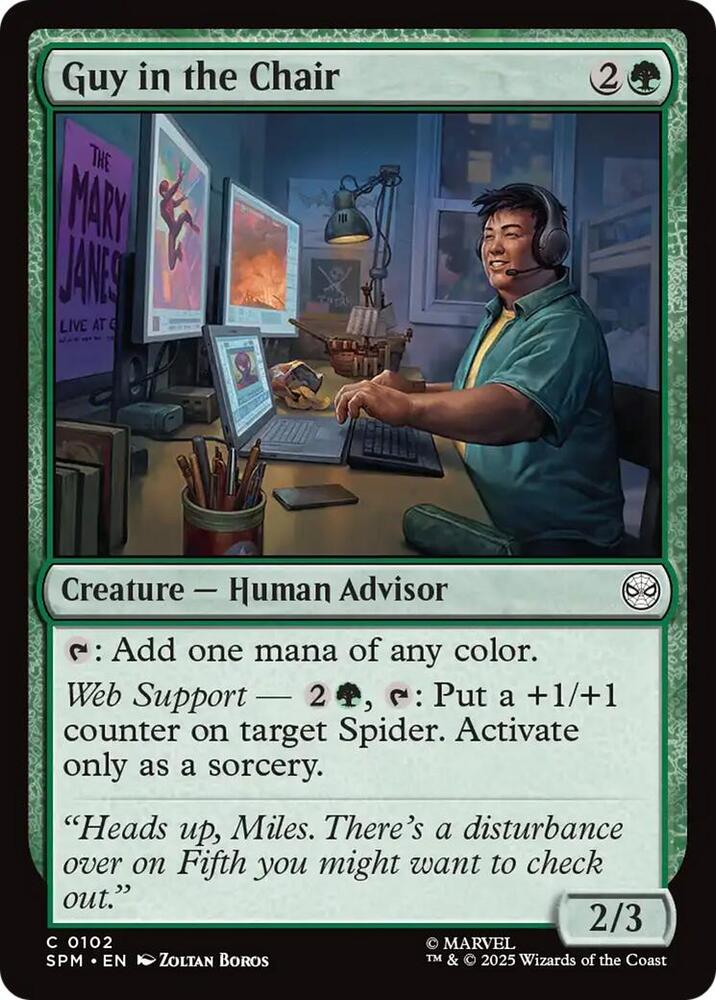 Guy in the Chair 102 card from Marvel's Spider-Man