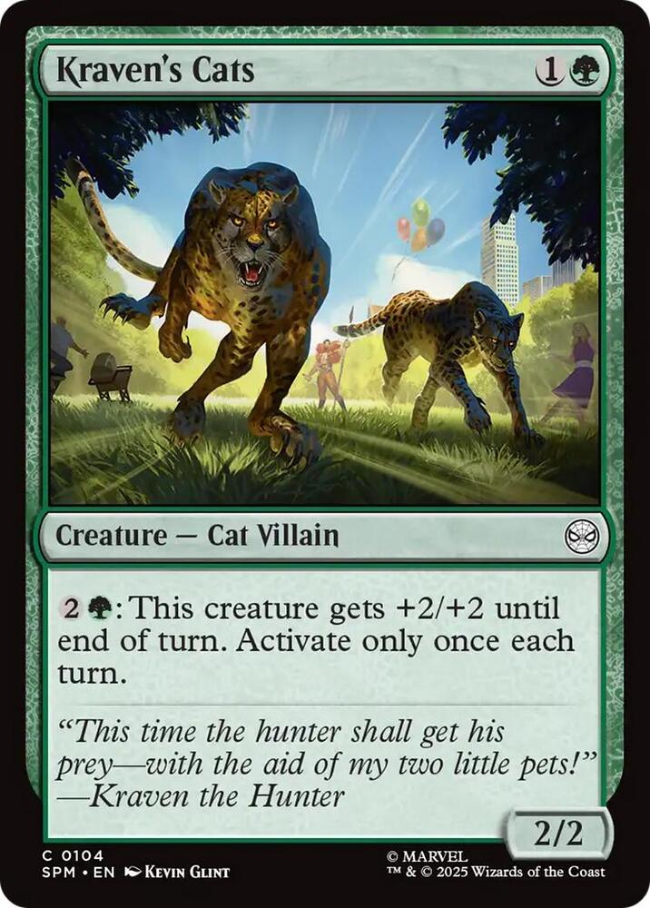 Kraven's Cats 104 card from Marvel's Spider-Man