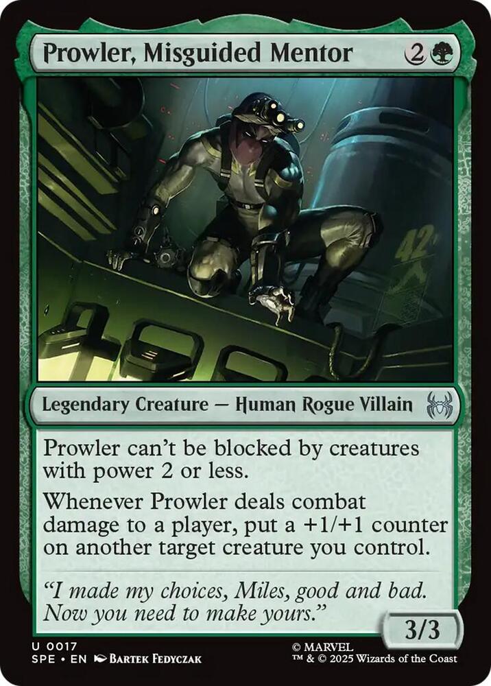 Prowler, Misguided Mentor 17 card from Marvel's Spider-Man: Eternal-Legal