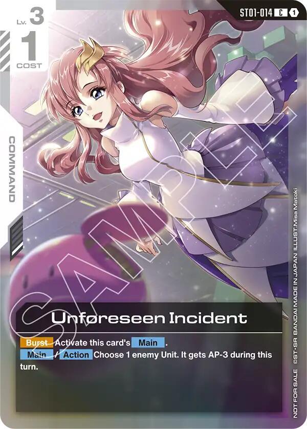 Unforeseen Incident (Store Tournament Participant Pack 01) ST01-014 card from Gundam Promotional Cards