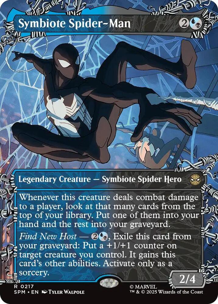 Symbiote Spider-Man (Borderless) 217 card from Marvel's Spider-Man