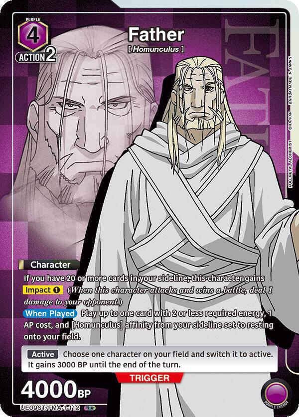 Father (R*) UE09ST/FMA-1-112 card from UE09ST: FULLMETAL ALCHEMIST Starter Deck