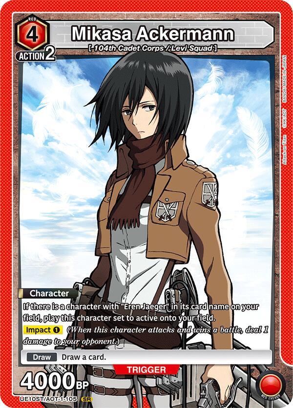 Mikasa Ackermann UE10ST/AOT-1-105 card from UE10ST: Attack on Titan Starter Deck