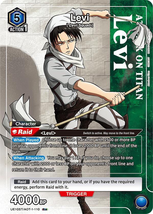 Levi (R*) UE10ST/AOT-1-110 card from UE10ST: Attack on Titan Starter Deck