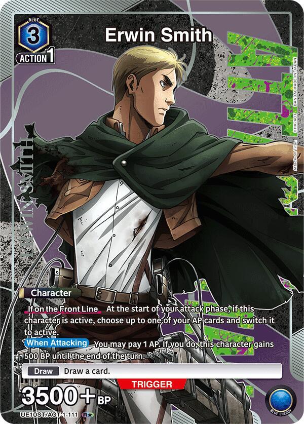 Erwin Smith (R*) UE10ST/AOT-1-111 card from UE10ST: Attack on Titan Starter Deck