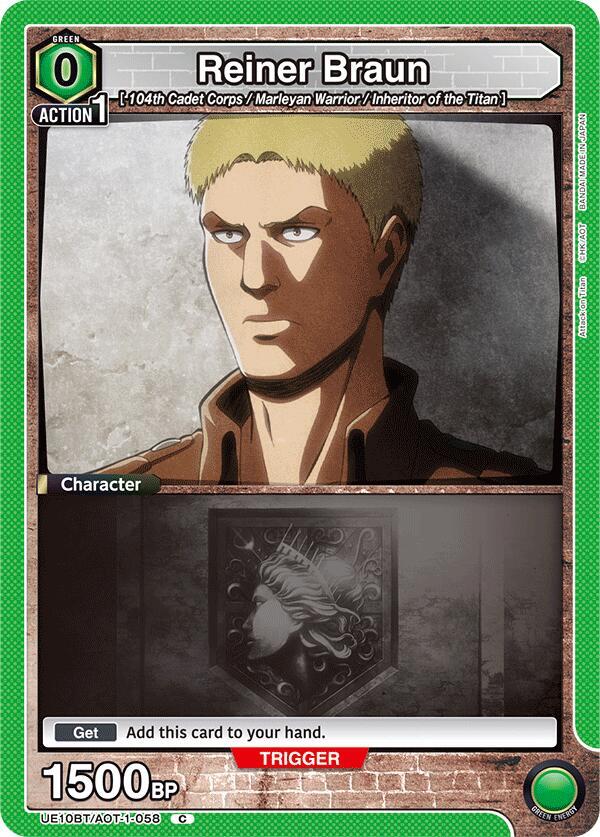 Reiner Braun (Box Topper Foil) UE10BT/AOT-1-058 card from UE10BT: Attack on Titan