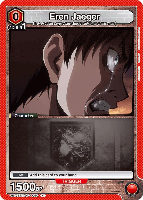 Eren Jaeger (Box Topper Foil) UE10BT/AOT-1-090 card from UE10BT: Attack on Titan