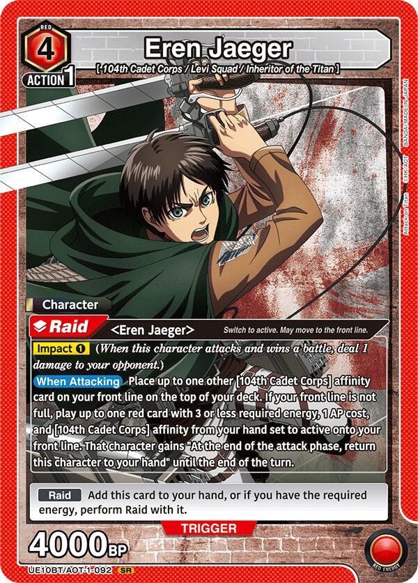 Eren Jaeger UE10BT/AOT-1-092 card from UE10BT: Attack on Titan