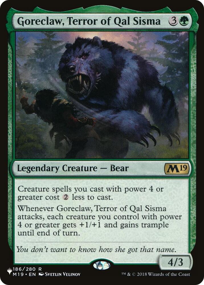 Goreclaw, Terror of Qal Sisma 186 card from The List Reprints